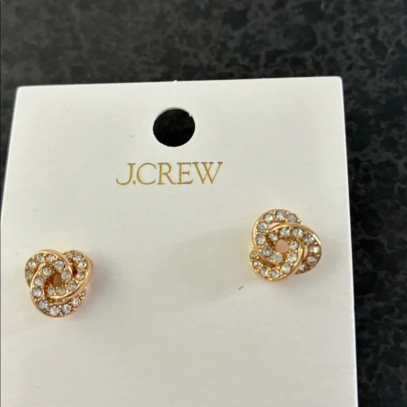 J. Crew Gold and Crystal Knot Earrings - Picture 4 of 4